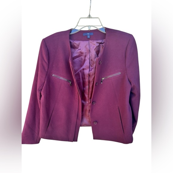 Gap Women Zip Pockets On Chest Maroon Jacket Size Medium - Picture 6 of 7